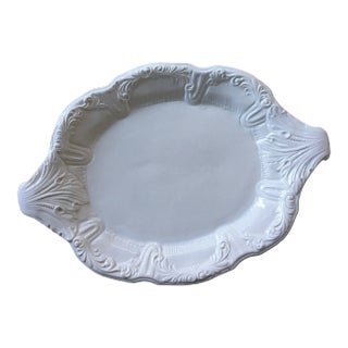 Large English Ironstone Serving Dish With Floral Naturalist Design For Sale