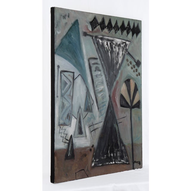 Blue "Machinations of the Mind No. 3" - Abstract Surrealist Landscape in Oil by Loreen Hewitt-Hackett For Sale - Image 8 of 11