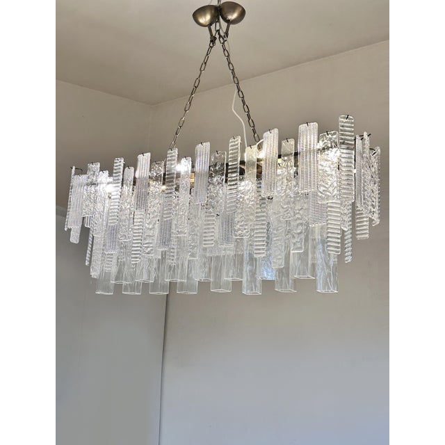 Contemporary Italian Rectangular Strip “Listelli” Murano Glass Chandelier by Simoeng For Sale - Image 6 of 10
