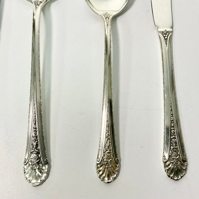 1935 Vintage Hollywood Regency Neoclassical Royal Windsor Sterling Silver Flatware - Set of 71. For Sale - Image 12 of 18