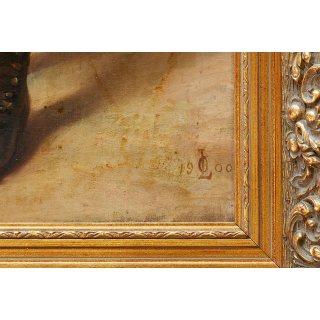 Late 20th Century Late 20th Century Boy With the Red Hat Oil Painting/Gold Frame For Sale - Image 5 of 5