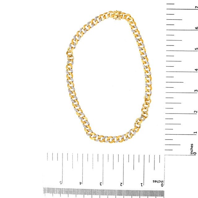 Early 21st Century 14K Yellow Gold Plated .925 Sterling Silver 1.0 Cttw Diamond Cuban Link Necklace (I-J Color, I3 Clarity) - 18" Inches For Sale - Image 5 of 5