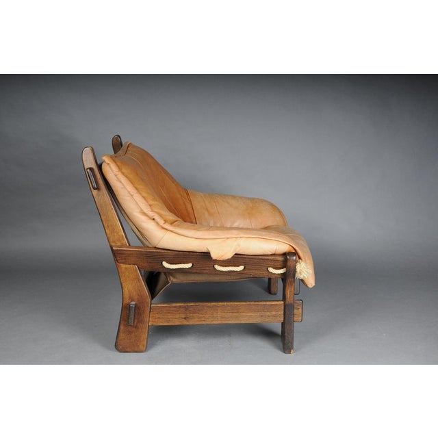 Vintage Lounge Chairs in Leather and Oak from Maison Regain, France, 1960s, Set of 2 For Sale - Image 14 of 18