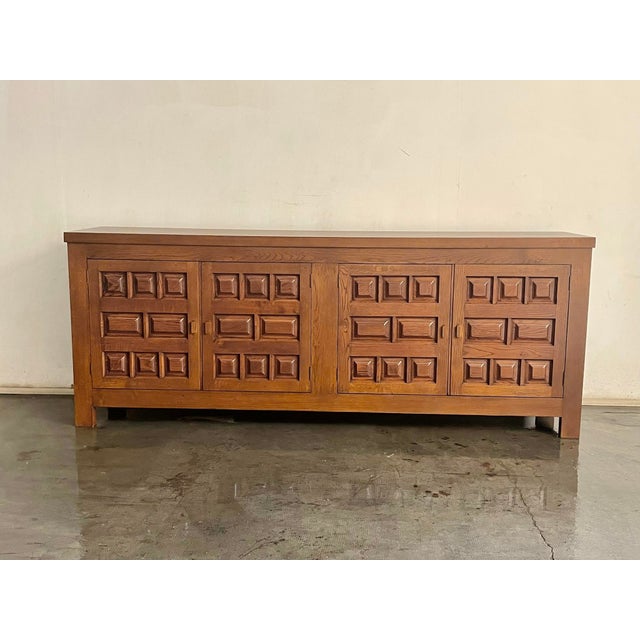 French Oak Brutalist Sideboard, 1970s For Sale - Image 10 of 16
