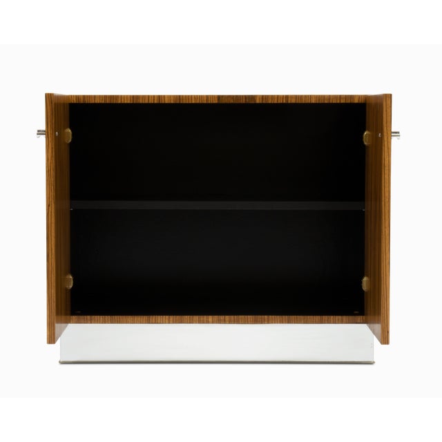 Mid-Century Modern Pair of Vintage Mid Century Zebrawood and Chrome Cabinets by Milo Baughman For Sale - Image 3 of 15