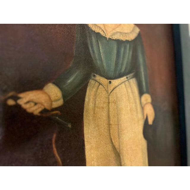 Brown Signed Original Vintage Folk Art Pony Boy Painting For Sale - Image 8 of 13