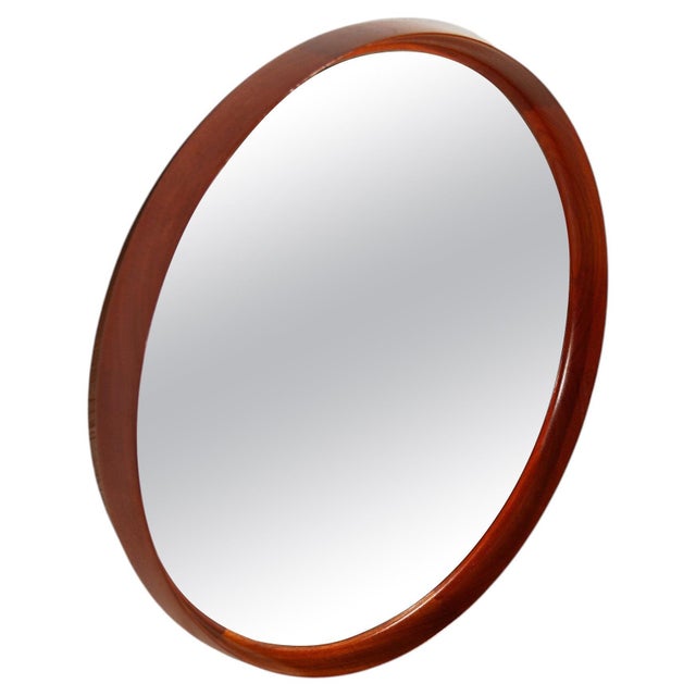Round Mirror in Teak by Uno & Östen Kristiansson for Luxus, 1960s For Sale - Image 9 of 9