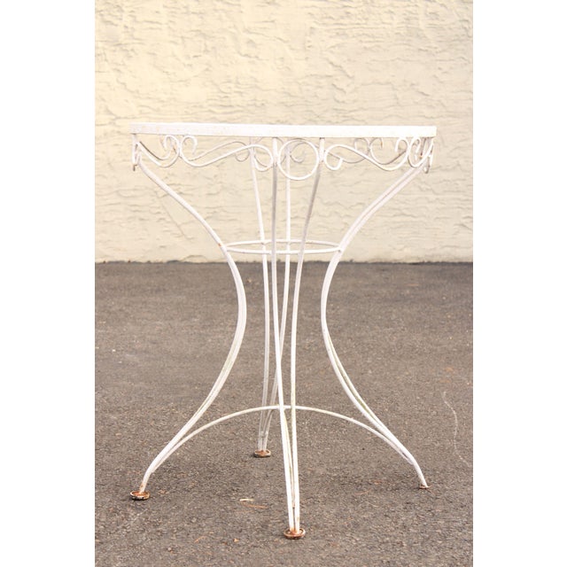 Vintage Wrought Iron Round Outdoor Garden Accent Table For Sale In Philadelphia - Image 6 of 12