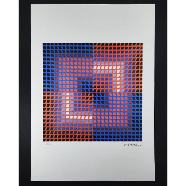 Paper After Victor Vasarely, Composition, Lithograph, 1970s For Sale - Image 7 of 7