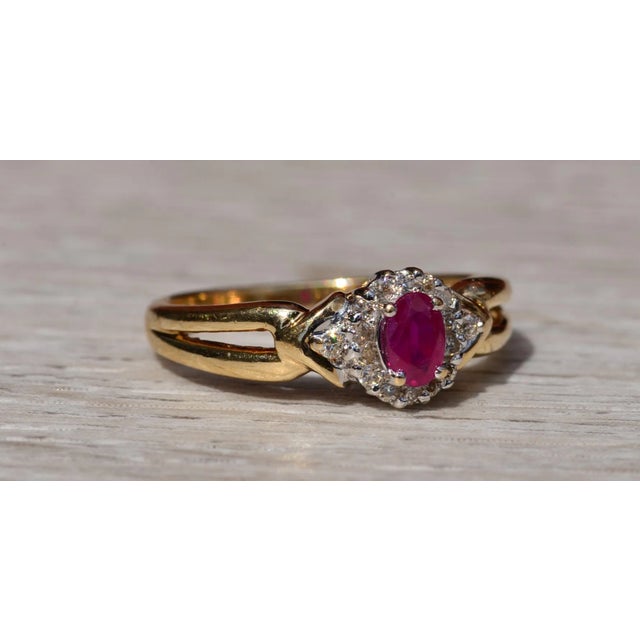 Metal The Sidnee: Ladies 14K Ring set with Ruby and Diamonds For Sale - Image 7 of 10