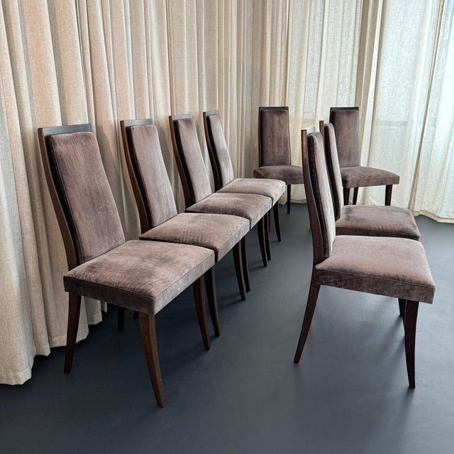 Ebony 1950s Set of Eight Mid-Century Modern Highback Dining Chairs by Harvey Probber For Sale - Image 8 of 13
