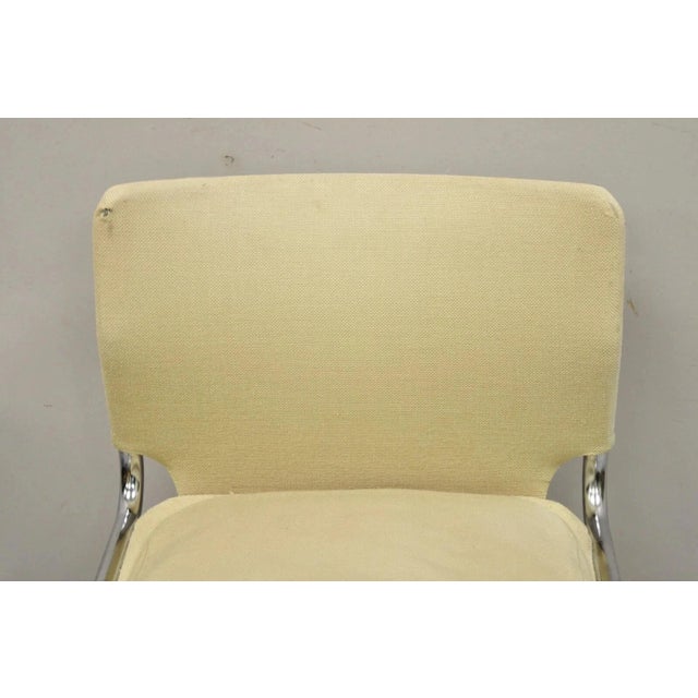 Mid Century Modern Milo Baughman Style Tubular Chrome Cantilever Side Chair For Sale - Image 4 of 12