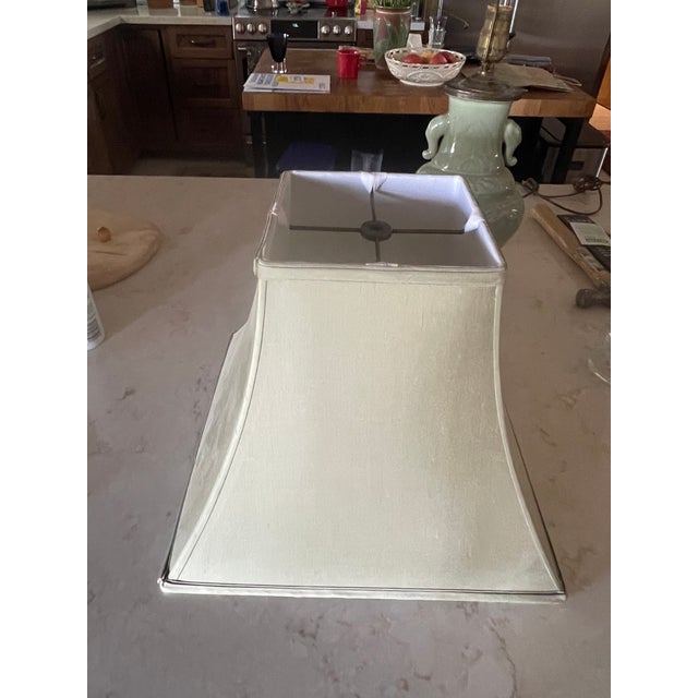 Antique Japanese Celadon Elephant Lamp With Rh Silk Shade For Sale In Santa Fe - Image 6 of 6