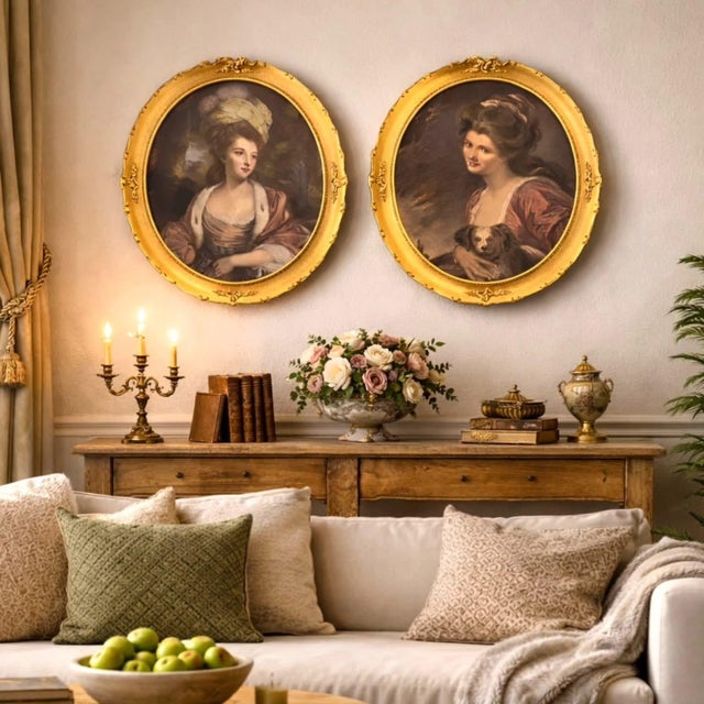 Sir Joshua Reynolds & George Romney, Lady Hamilton & Lady Somerset, 1700s, Lithographs, Set of 2 For Sale - Image 6 of 18