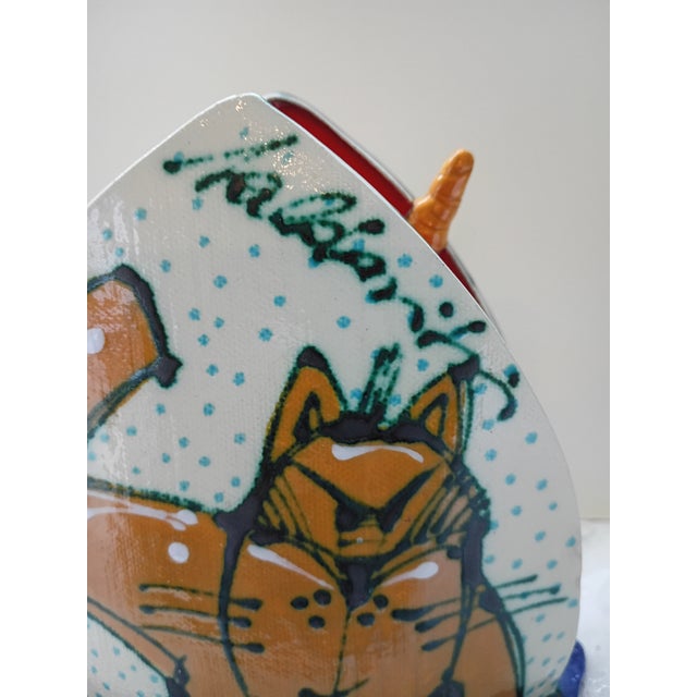 Add a delightful splash of quirky personality to your tabletop or kitchen counter with this vintage hand-painted ceramic...