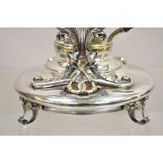 Art Nouveau Antique Art Nouveau English Silver Plated Tilting Tea Kettle on Stand For Sale - Image 3 of 11
