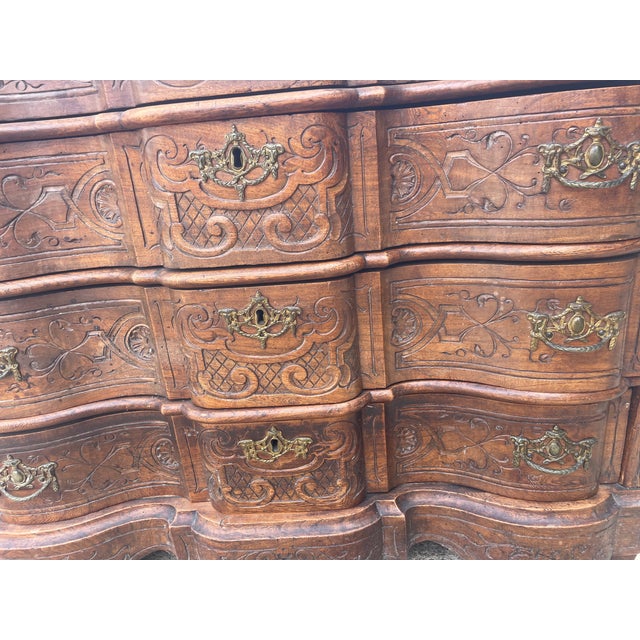 Wood Elm Chest of Drawers with Schwarzwald Style Carving, 1850 For Sale - Image 7 of 8