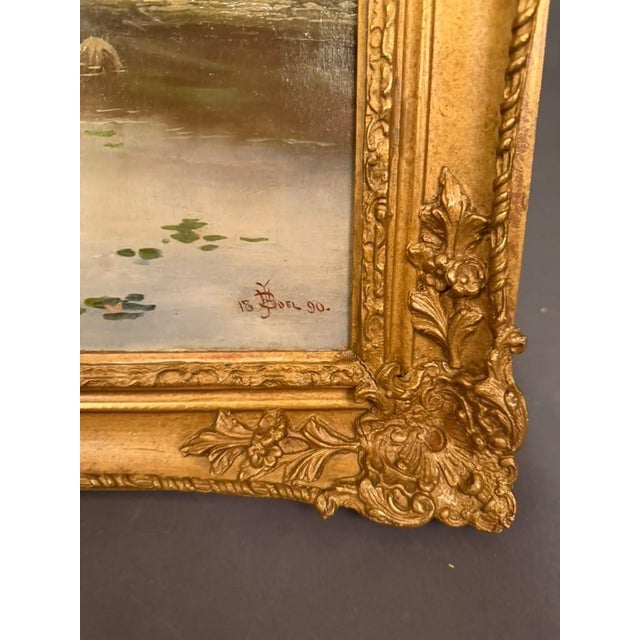 English 19th Century English Oil on Canvas Landscape, Signed N. Boel, Dated 1890 For Sale - Image 3 of 14