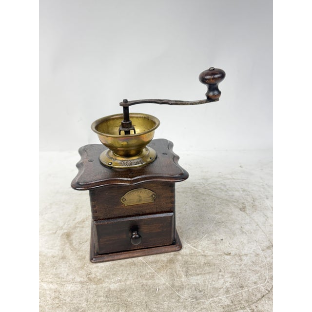 1930s Antique Wooden and Brass Coffee Grinder, 1930s For Sale - Image 5 of 11