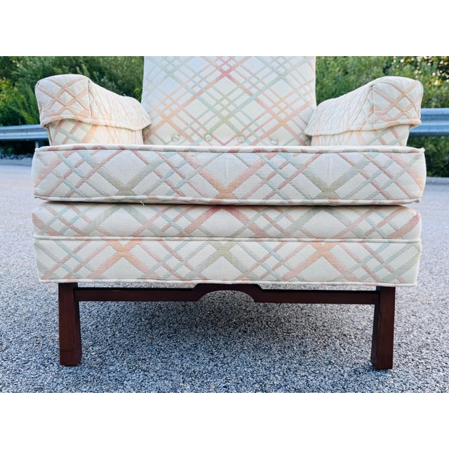 1960s Vintage 1960s Fabric Lounge Chair With Solid Walnut Wood Base For Sale - Image 5 of 9