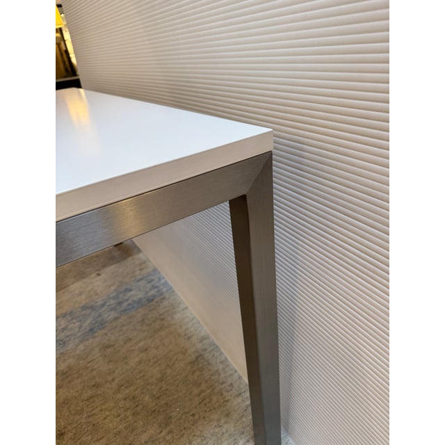 Metal Crate & Barrel Parsons Stainles Steel + Laminate Dining Table For Sale - Image 7 of 12