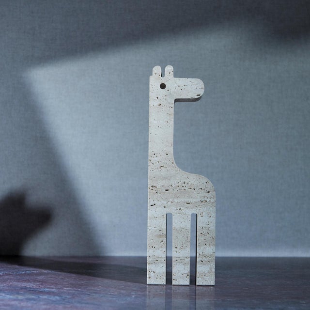 Giraffe Figurine in Travertine Marble by Fratelli Mannelli, 1975 For Sale - Image 4 of 12