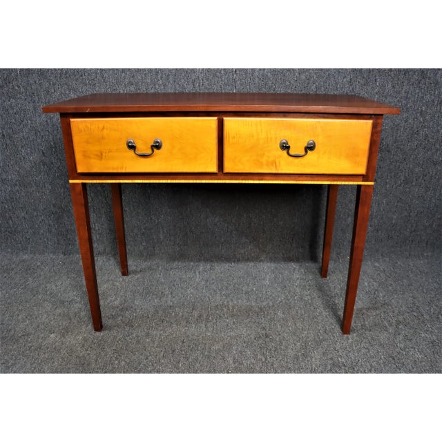 Eldred Wheeler Huntboard, Hepplewhite style , hand made of solid cherry with 2 Tiger maple drawers , Tiger maple inlaid...