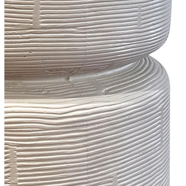 Outdoor Cream Cement Side Table For Sale - Image 4 of 4