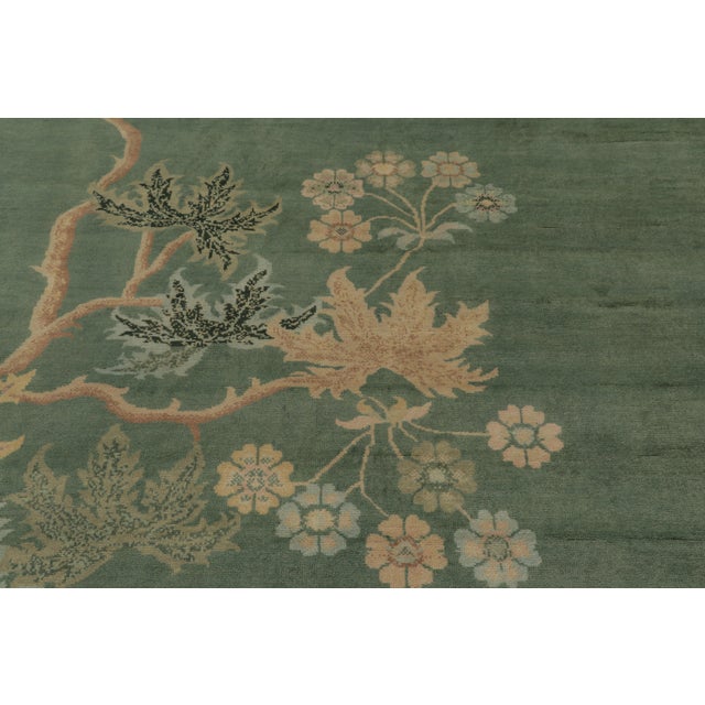 2010s Rug & Kilim’s Chinese Art Deco Inspired Rug, Green With Elegant Vine Scroll For Sale - Image 5 of 8