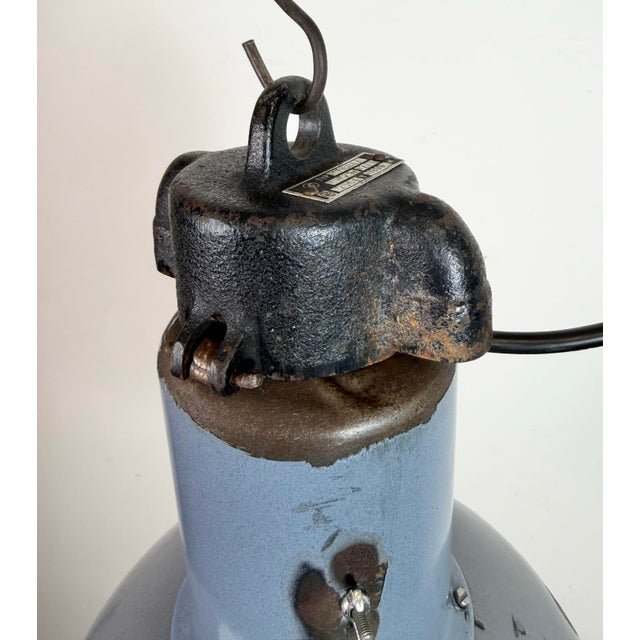 Bauhaus Industrial Grey Enamel Pendant Lamp from Elektrosvit, 1930s For Sale - Image 6 of 18