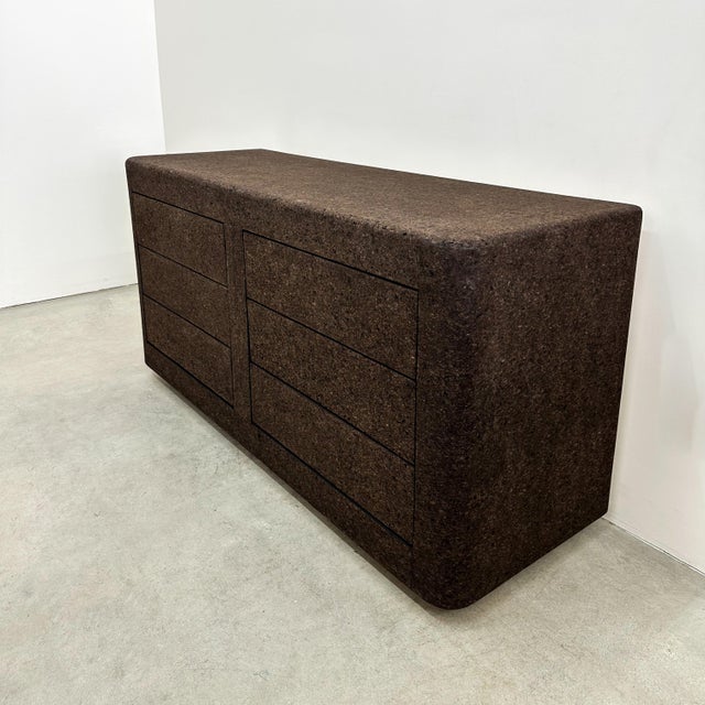 Chocolate Vintage Postmodern Chocolate Brown Cork 6-Drawer Dresser – 1970s 80s Postmodern For Sale - Image 8 of 10