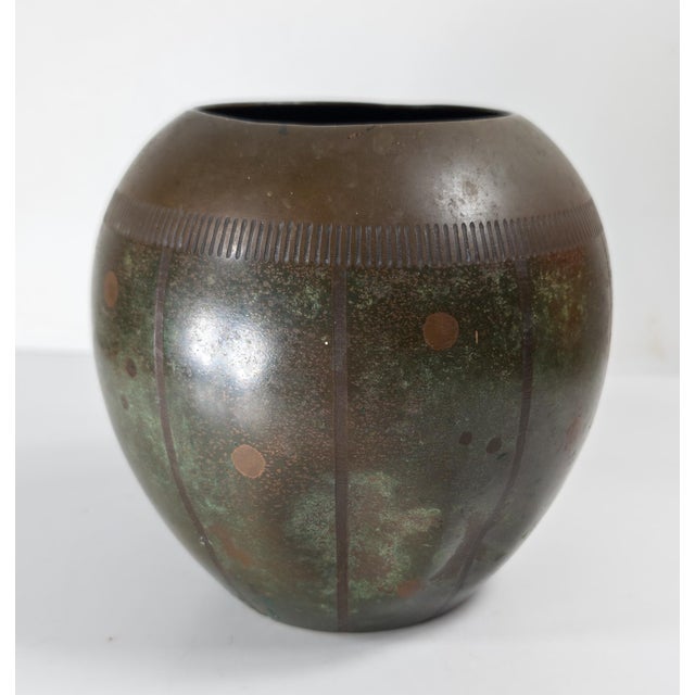 Mid 20th Century Mid-Century Modernist German WMF Bronze Vase Attributed to Paul Haustein For Sale - Image 5 of 14