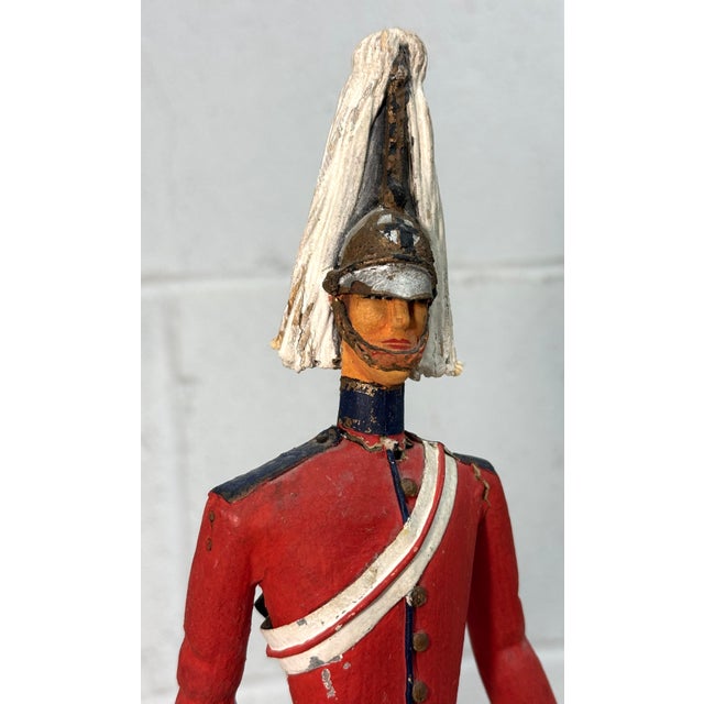 Red Antique 19th Century British Life Guard Troop Hand Carved Wood Sculpture Statue For Sale - Image 8 of 18