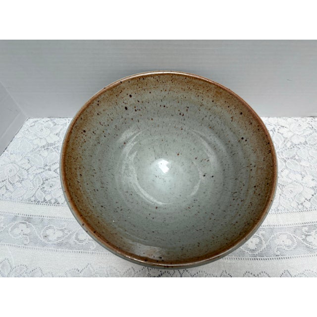 1990s Vintage Rustic Stoneware Studio Pottery Artisan Bowl For Sale - Image 5 of 7
