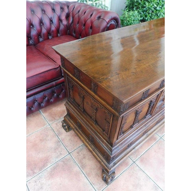 Baroque Antique Mid-18th Century Italian Baroque Carved Walnut Deception Coffer, 1740 For Sale - Image 3 of 14