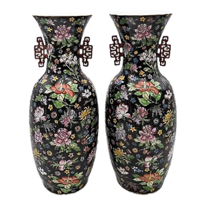 1940s Chinese Famille Rose Vases- A Pair