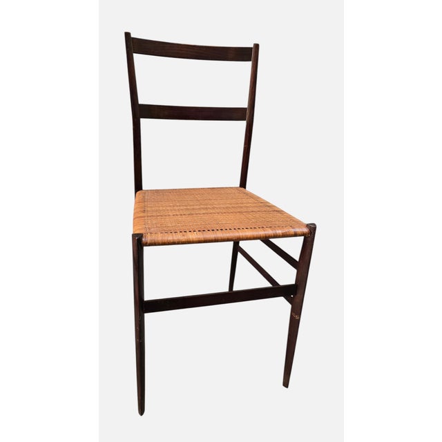 Cassina Model 699 Superleggera Chairs in Stained Ash with Woven Cane Seats attributed to Gio Ponti for Cassina, 1950s, Set of 2 For Sale - Image 4 of 10