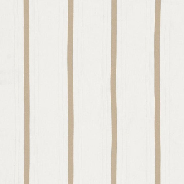 Sample - Schumacher Stripe Applique Sheer Fabric in Tan For Sale