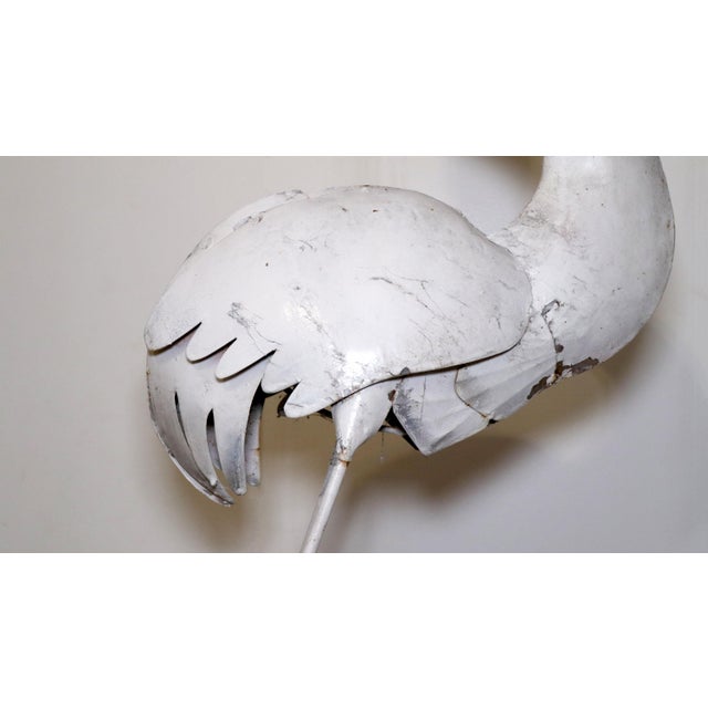 White Vintage Mid-Century Mod Iron Heron White Coastal Egret Yard Statue For Sale - Image 8 of 9