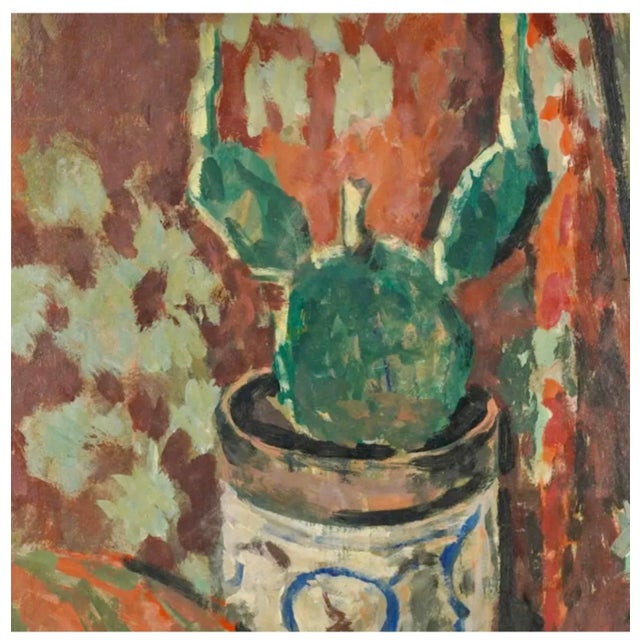 French Roger Mühl, Roger Muhl Fauvist Still Life Cactus Ecole de Paris French Oil Painting Paques, 1958 For Sale - Image 3 of 14