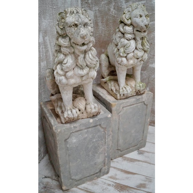 Proud Stone Cast French Sitting Lions, Set of 2 For Sale - Image 18 of 18