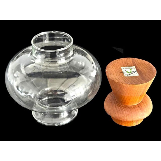 Dansk Mid 20th Century Teak Wood Hurricane Candle Holder With Glass Chimney For Sale - Image 4 of 9