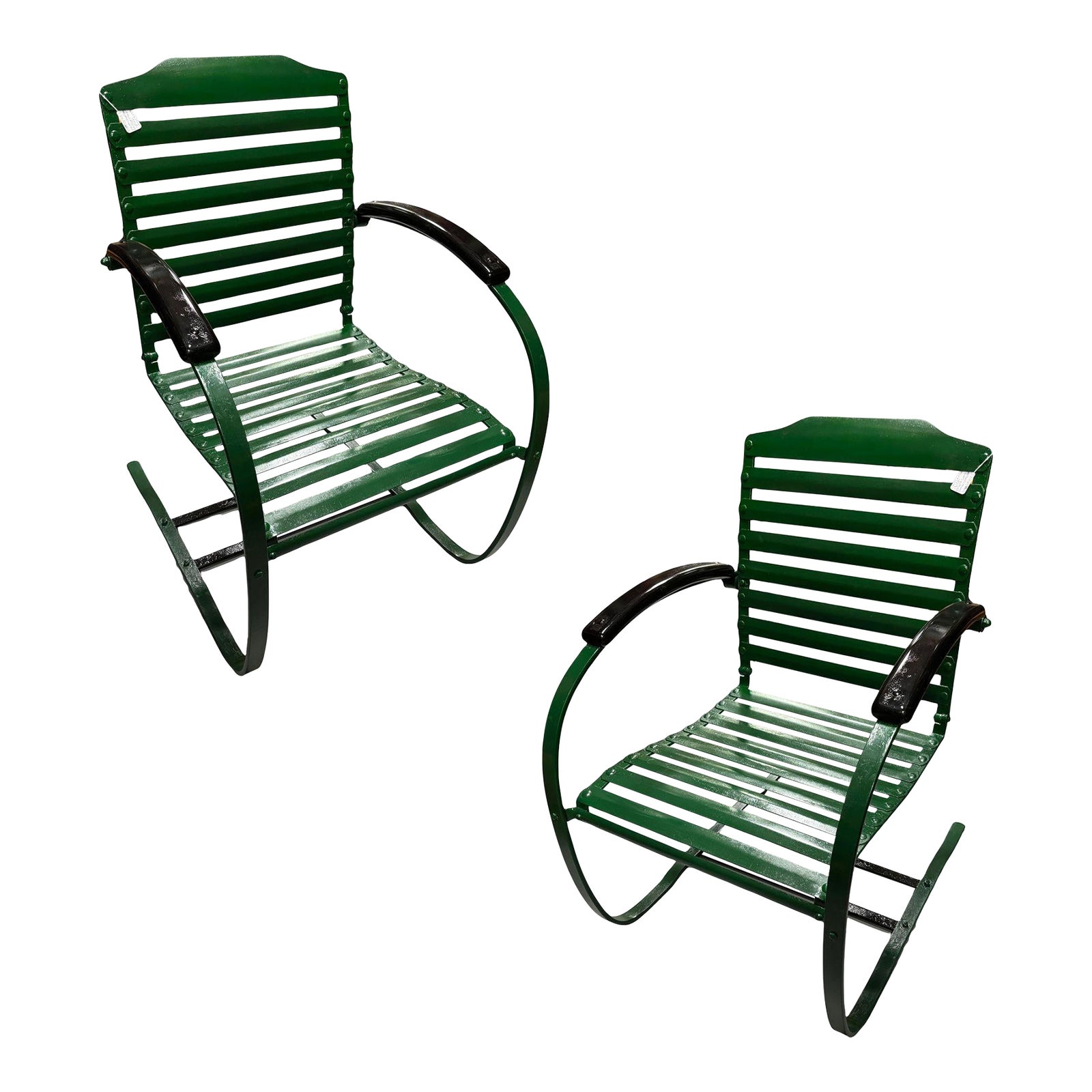 Mid-Century Steel Springer Rocking Outdoor Patio Chairs - A Pair | Chairish