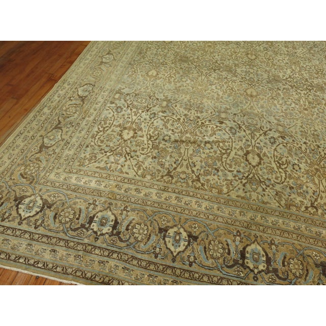 Early 20th Century Ivory Antique Persian Tabriz Hadji Jali-Li Rug - 9'2" x 12'4" For Sale - Image 5 of 10