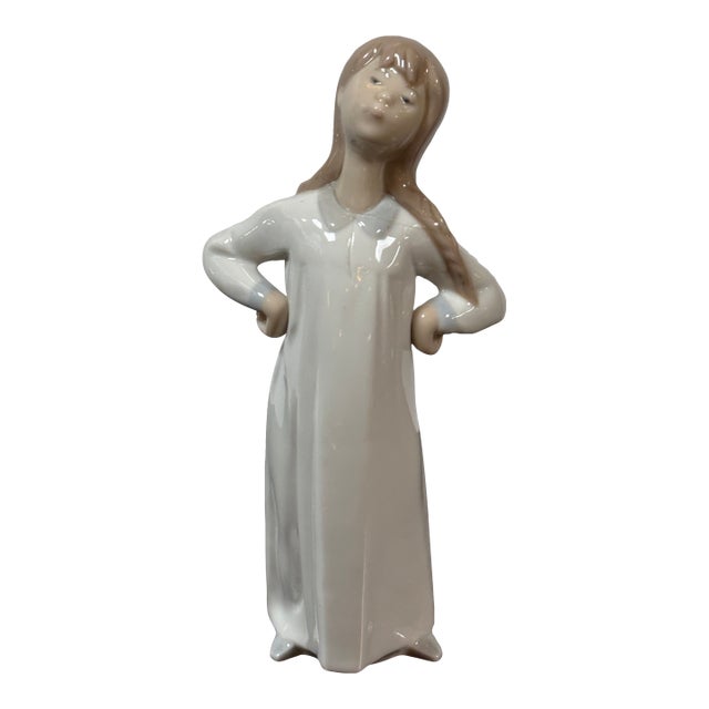 Fulgencio García for Lladró Girl Stretching Porcelain Figurine, Signed For Sale