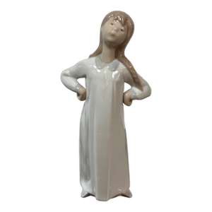 Fulgencio García for Lladró Girl Stretching Porcelain Figurine, Signed
