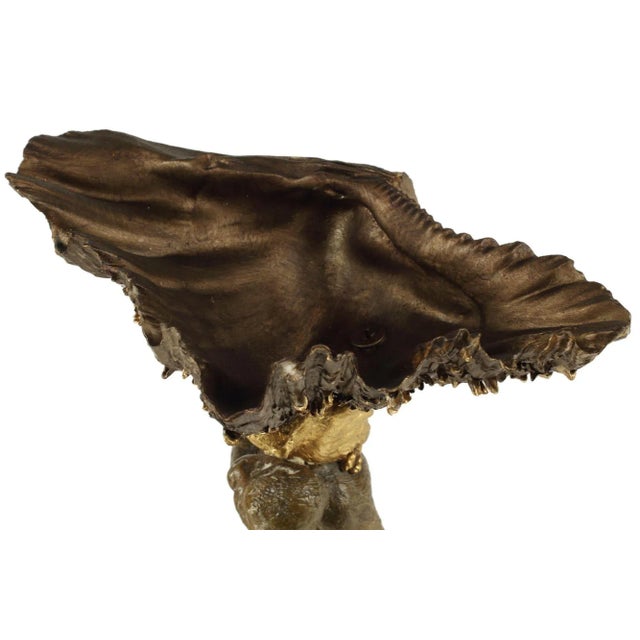 Late 19th Century Pair of Antique Figural Patinated & Gilt Bronze Garnitures With Shell-Form Bowl For Sale - Image 5 of 5