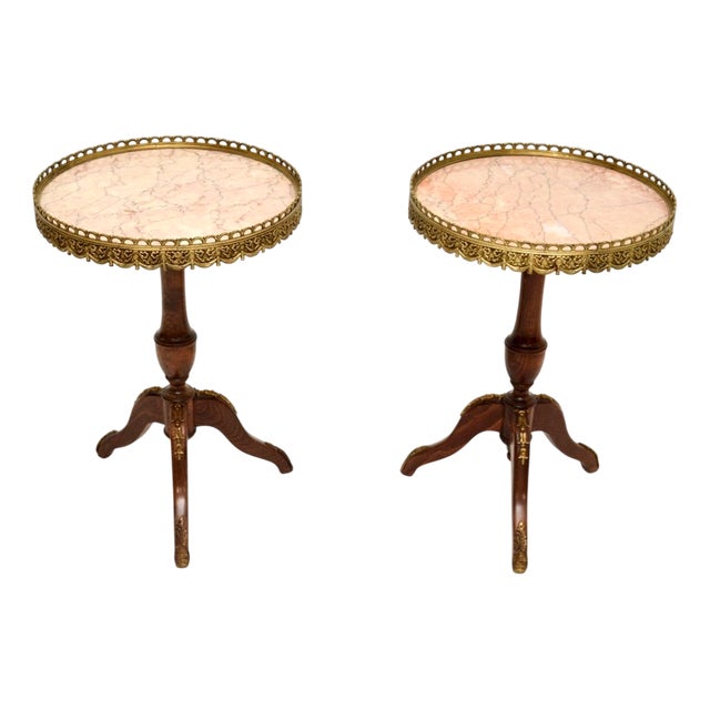 French Marble Top Wine Tables, 1930s, Set of 2 For Sale