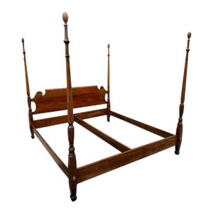 Vintage Statton Furniture Solid Cherry Four Poster King Bed Frame.