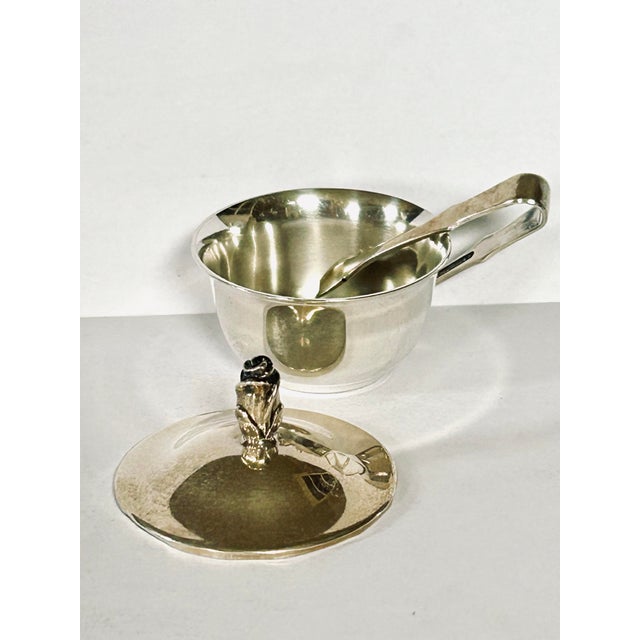 Mid-Century Modern Tiffany Co. Sterling Silver Saccharine Box With Lid & Tongs For Sale - Image 3 of 10